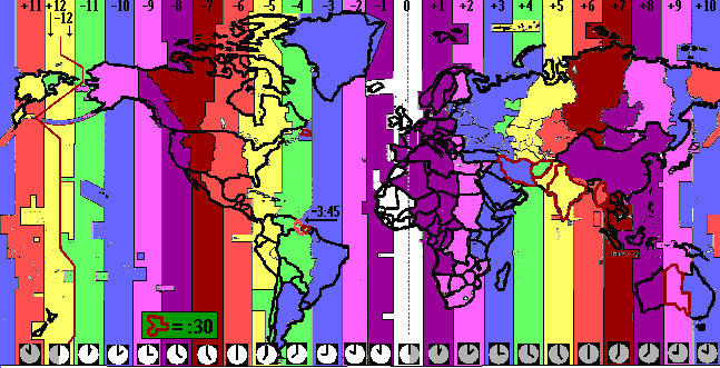 Часовые пояса на карте мира